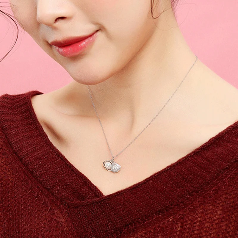 LAMOON Серебро 925 ракушка жемчужина ожерелье кулон для женщин дизайнеры ювелирные