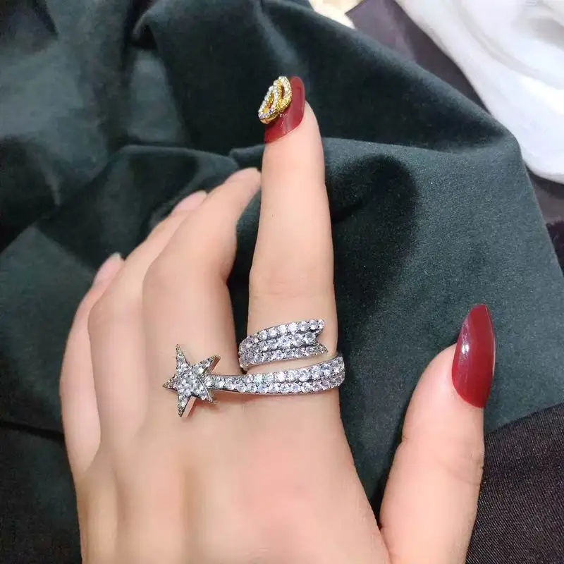 

Statement Big Open Star Rings For Women 2020 New Jewelry Personality Shinning Rhinestones Ring Adjustable