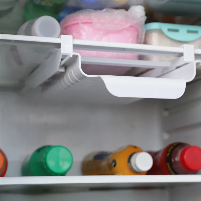 

Organizer for Refrigerator Telescopic Storage Rack Household Storage Bag Rail Rack Punch-Free Hanging Rack FPing