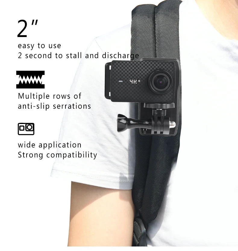 Зажим для экшн-камеры для GoPro Hero 8, 7, 6, 5, 4, крепление на 360 градусов, вращающийся зажим, крепление для рюкзака для Session 3+ 3 SJCAM SJ4000 Garmin