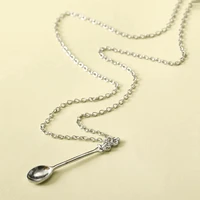 fashion simple ins crown mini tea spoon pendant creative exquisite men and women retro spoon pendant necklace jewelry gift
