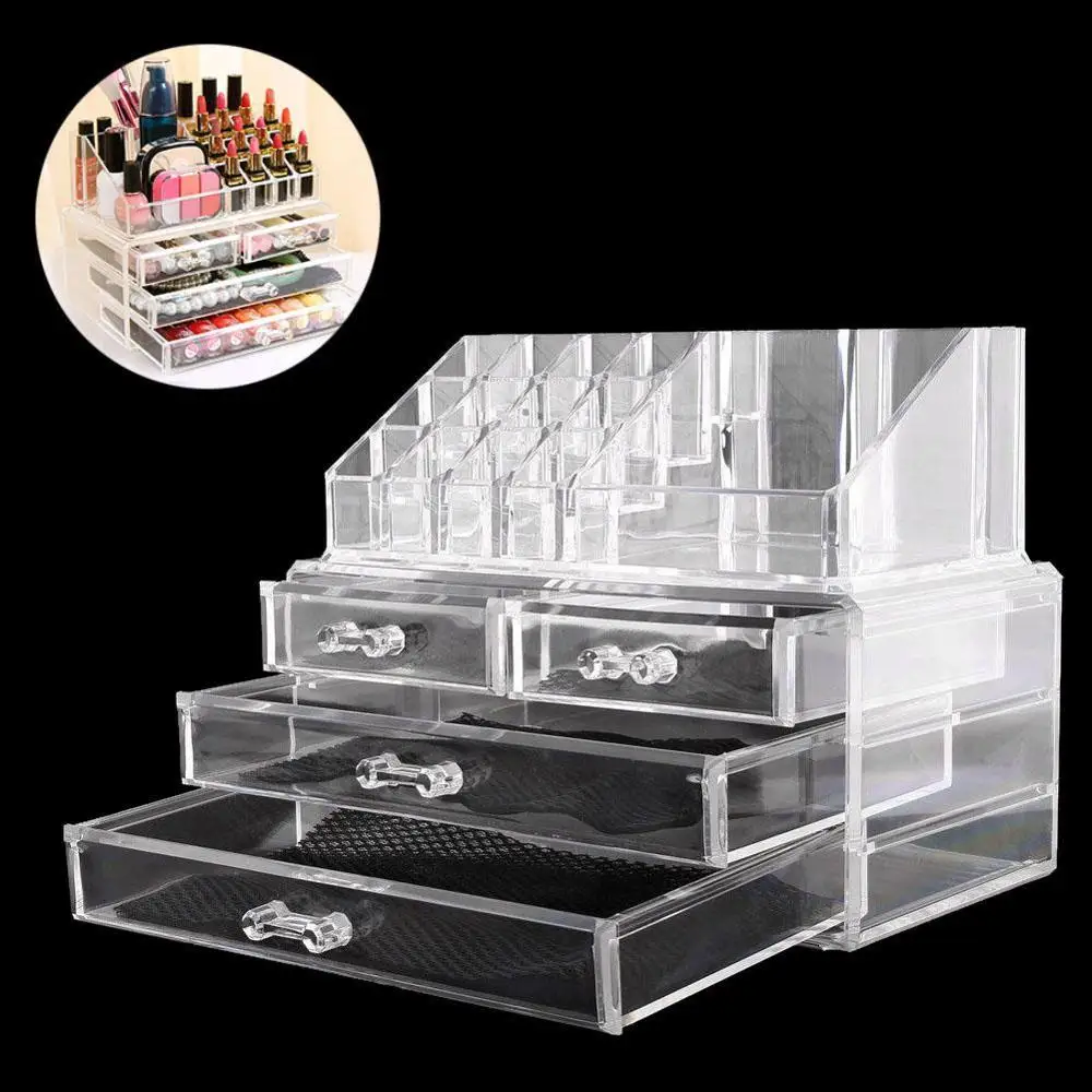 Прозрачный акриловый косметический Органайзер для макияжа чехол хранения