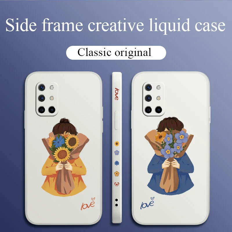 For Literary And Simple Couples Case For Oneplus 8t 9 9pro 9r pro Liquid Silicone Cover