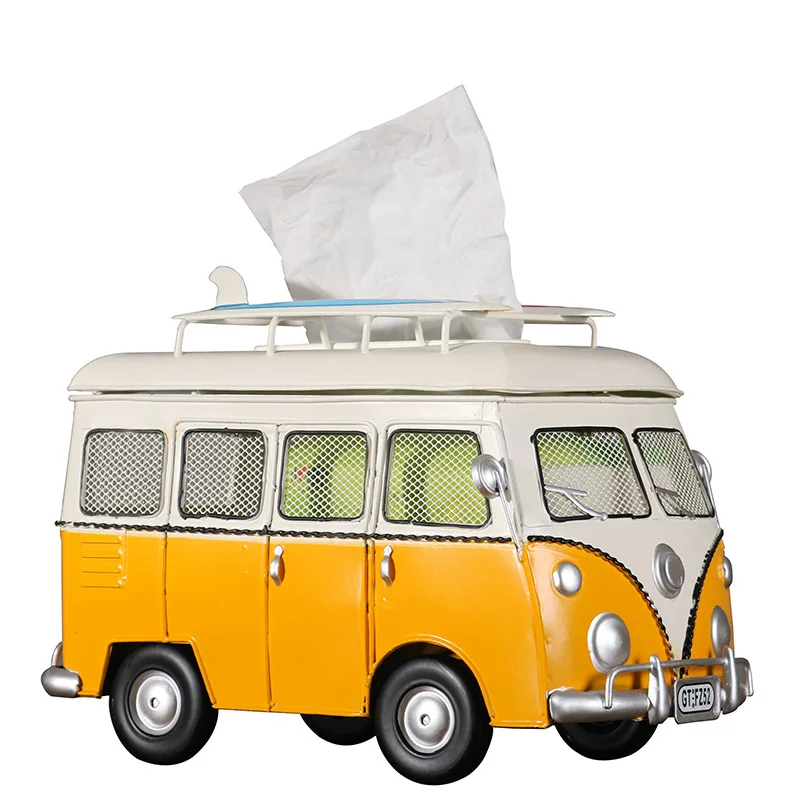 

Creative wrought iron retro bus tissue box American paper box decoration home furnishings tissue box decoration ornaments room