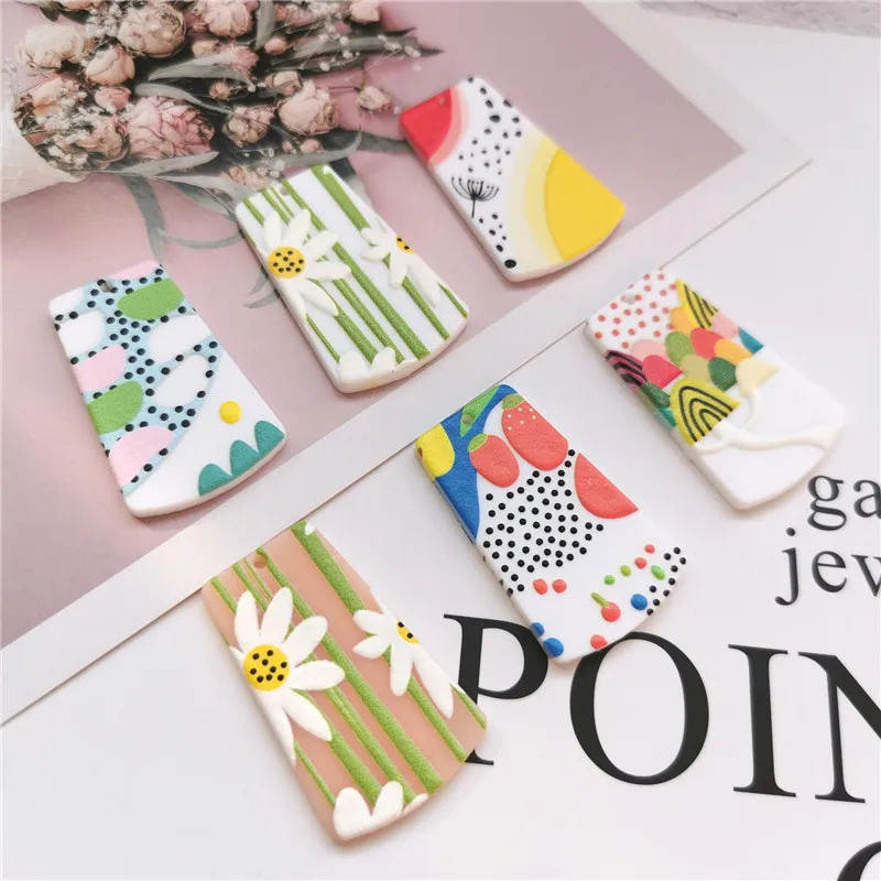 

6PCS Flowers Individual Design Jewelry Accessories Hand Made Earrings Connectors DIY Pendant Jewelry Findings Components Charms