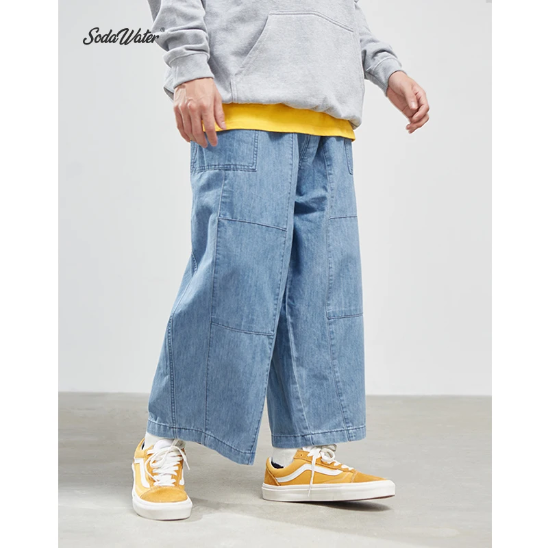 SODAWATER мужские мешковатые джинсы уличная одежда свободный крой прямые из денима