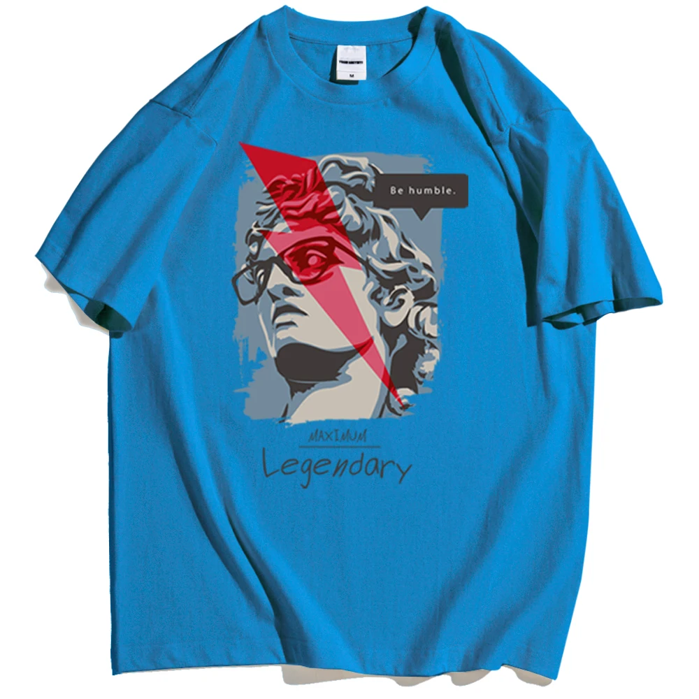 

Summer Men's T-shirt Shirt Personality Character Lightning Text Printing Men's Loose Retro Shirt Korean Version of High-quality