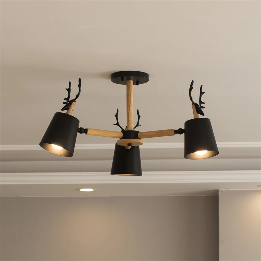 Деревянные люстры в скандинавском стиле с рогами современные светильники для