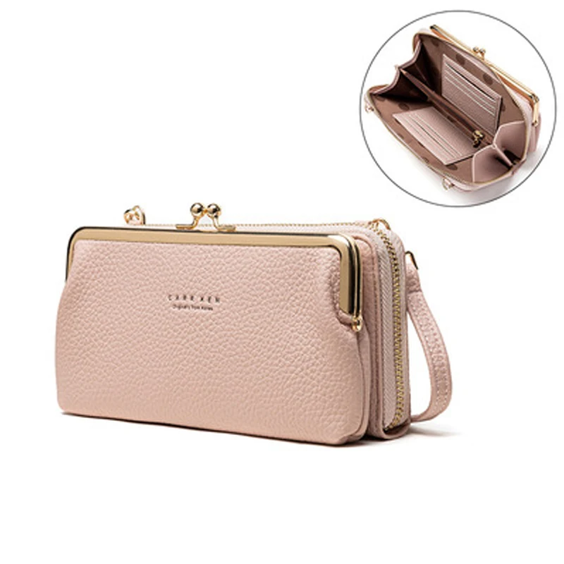 

Women's bag Ladies New One-Shoulder Messenger Wallet Litchi Pattern Long Diagonal Bag Multifunctional Mobile Phone Bag Clutch