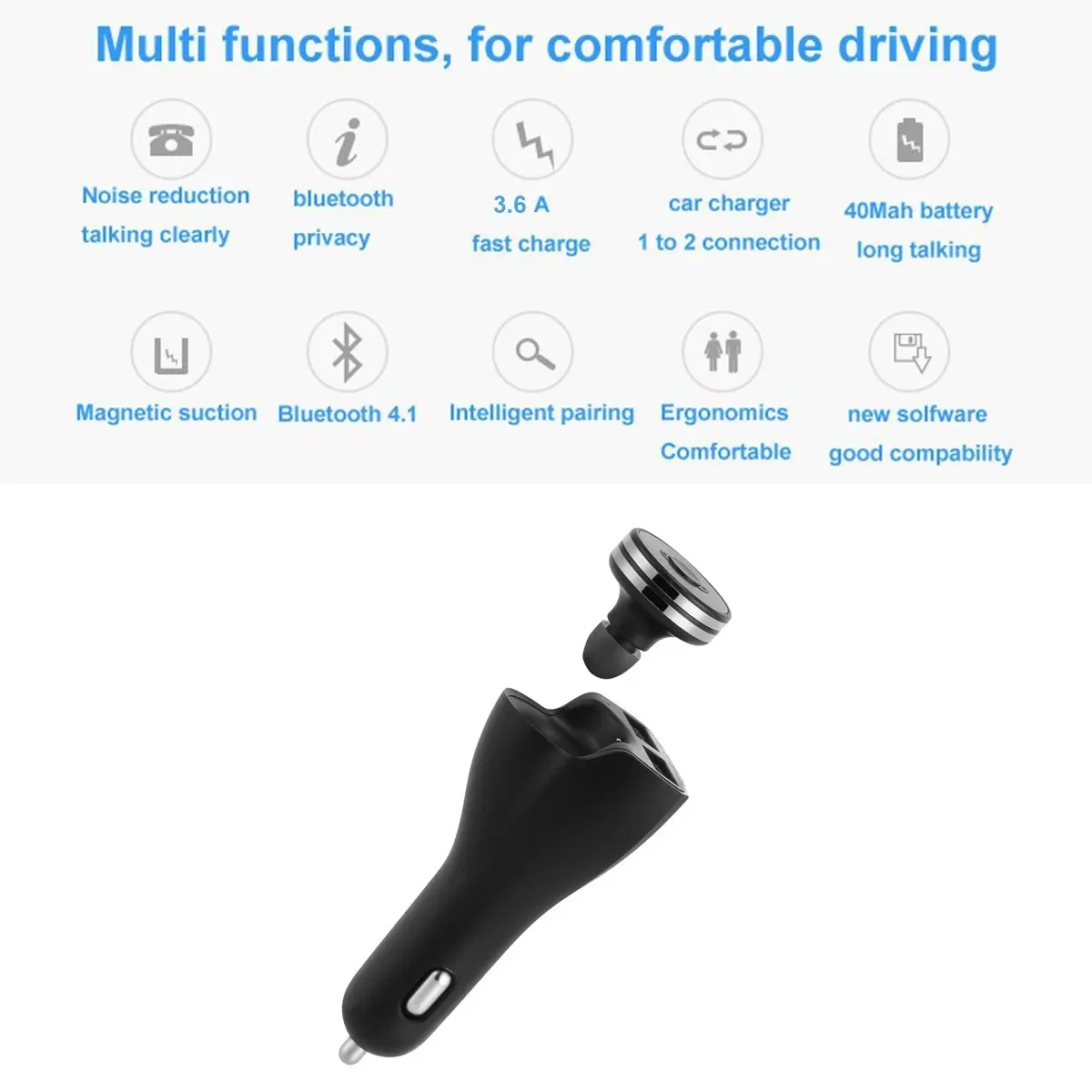 Автомобильное зарядное устройство с двумя портами беспроводные