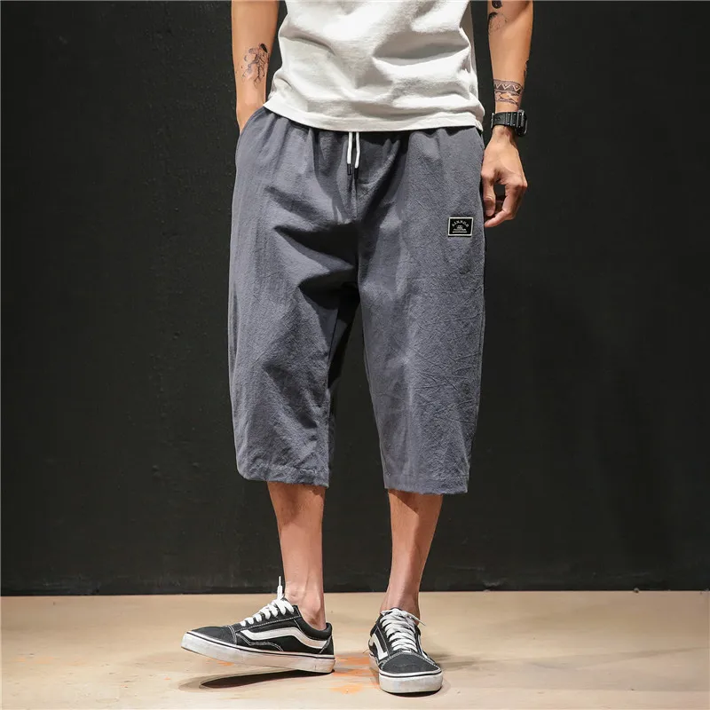 

Summer Men Sweatpants Linen Quickly Dry Nepal Harem Hippie Loose Cropped Pants Bloomers Running Jogger Fitness Yoga Sport Pant