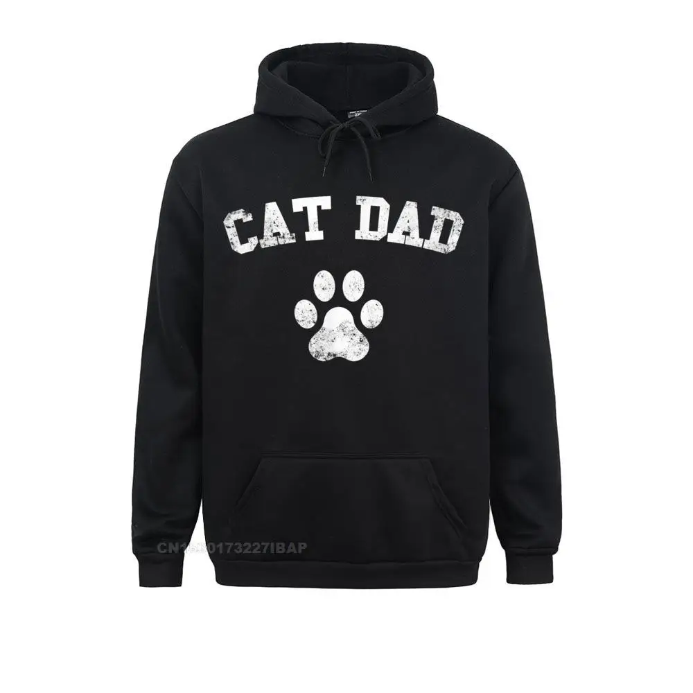 Пуловер мужской с капюшоном свитшот для фитнеса рисунком кошки папы на День отца