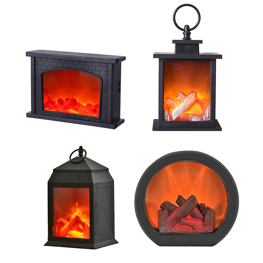LED Flame Lantern Lamps Retro Fireplace Simulate Effect Lights USB Or Battery Powered Courtyard Room Christmas Decor | Лампы и