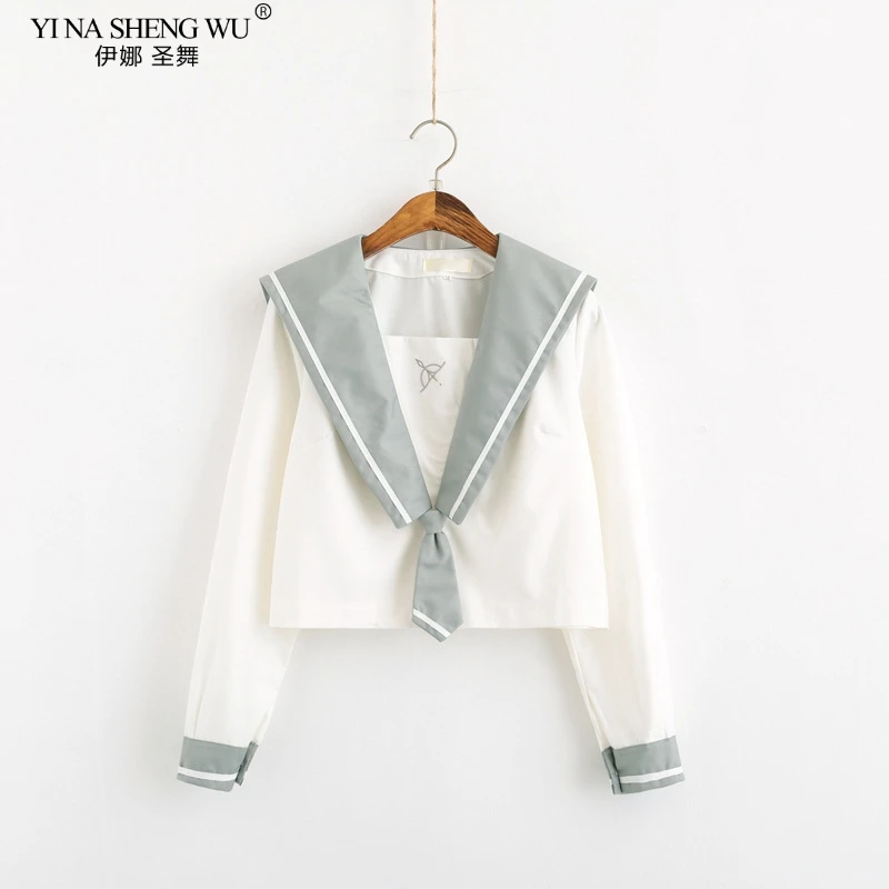 Японская школьная форма JK Топ с длинным рукавом плиссированная юбка аниме