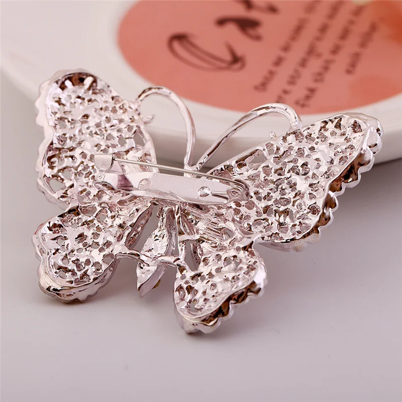 

2021 Elegant Brooch Pins Crystal Zircon Exaggerated Butterfly Brooches For Women Lady Clothes Fashion Jewelry Gift Party Collar