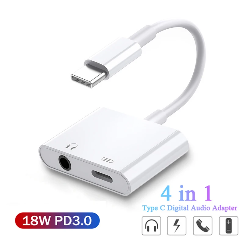 

Type C To 3.5mm Jack Digital Audio Adapter For Huawei P30 P20 USB-C Charging Headphones Splitter Converter For Samsung S10 S9 PD