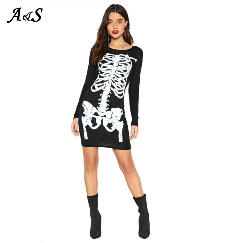 Женское облегающее платье Anbenser повседневное черное в стиле панк с длинными