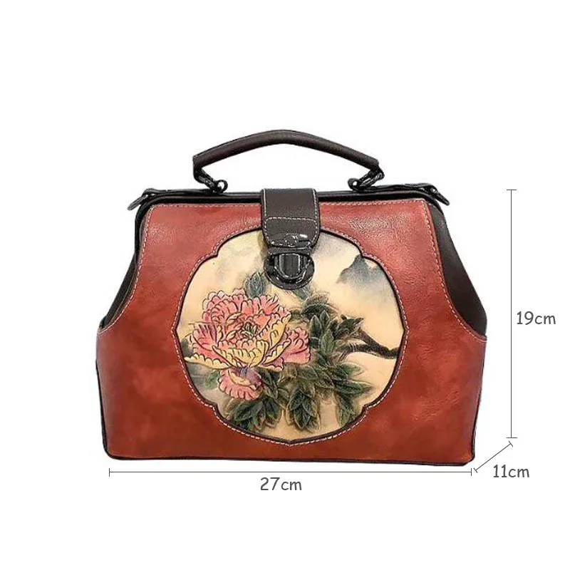 

OYIXINGER Women Bag Vintage Leather Shoulder Bags For Women Retro China Style Hobos Fashion Handbags Luxury Designer Female Bag