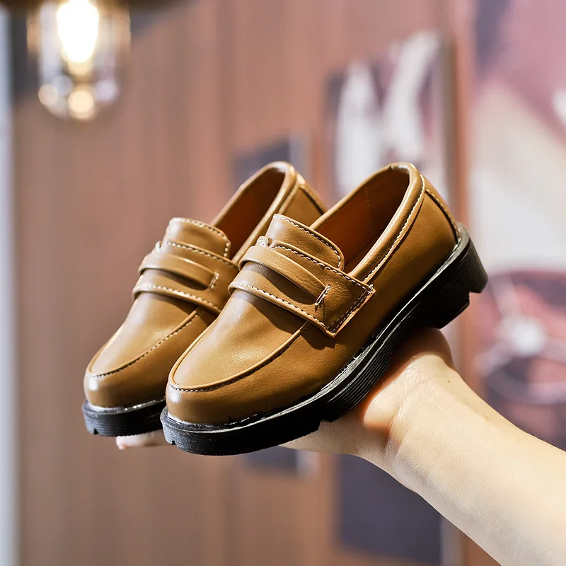 AFDSWG искусственная PU детская обувь для девочек принцесса черные детские мокасины