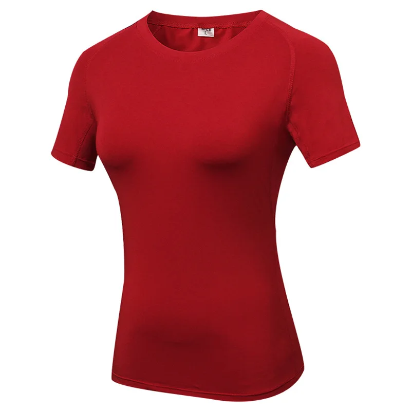 Ladies outdoor PRO fitness exercise fitness training running sweat quick dry yoga short sleeve T-shirt tight stretch clothing