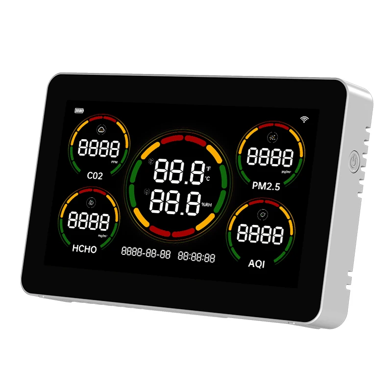 

Wifi Connect Tuya App Air Quality Detector Co2 Pm2.5 Hcho Tvoc Gas Monitor With Temp Hum Gas Analyzers