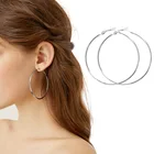 Большие гладкие круглые серьги-кольца 4 размера, серьги, Простые Вечерние круглые серьги-петли для женщин, Модная бижутерия, бижутерия, аксессуары