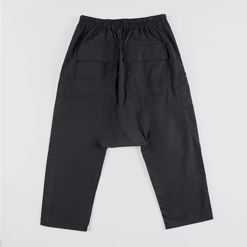 Harem Gothic Pants Men Loose Calf Length Drop Crotch Trousers 2022 Male Hip Hop Fashion Zipper Pockets Lace Up Casual Sweatpants