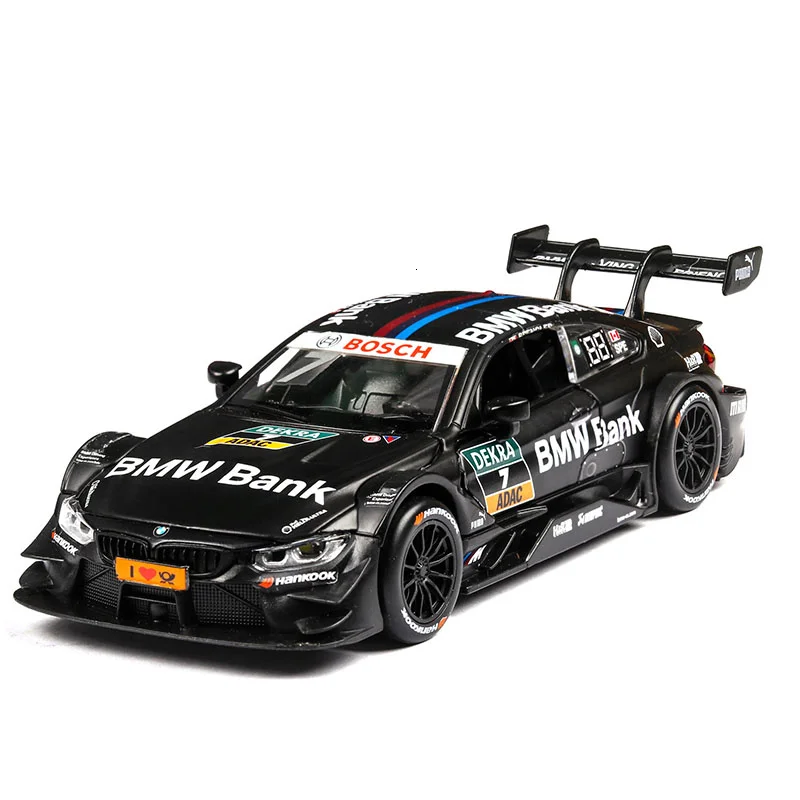 

1:32 M4 Alloy Sports Car Model Children Toys DTM Meetal Racing Car Model With Rubber Tires Pull Back Sound Light Cars Decoration