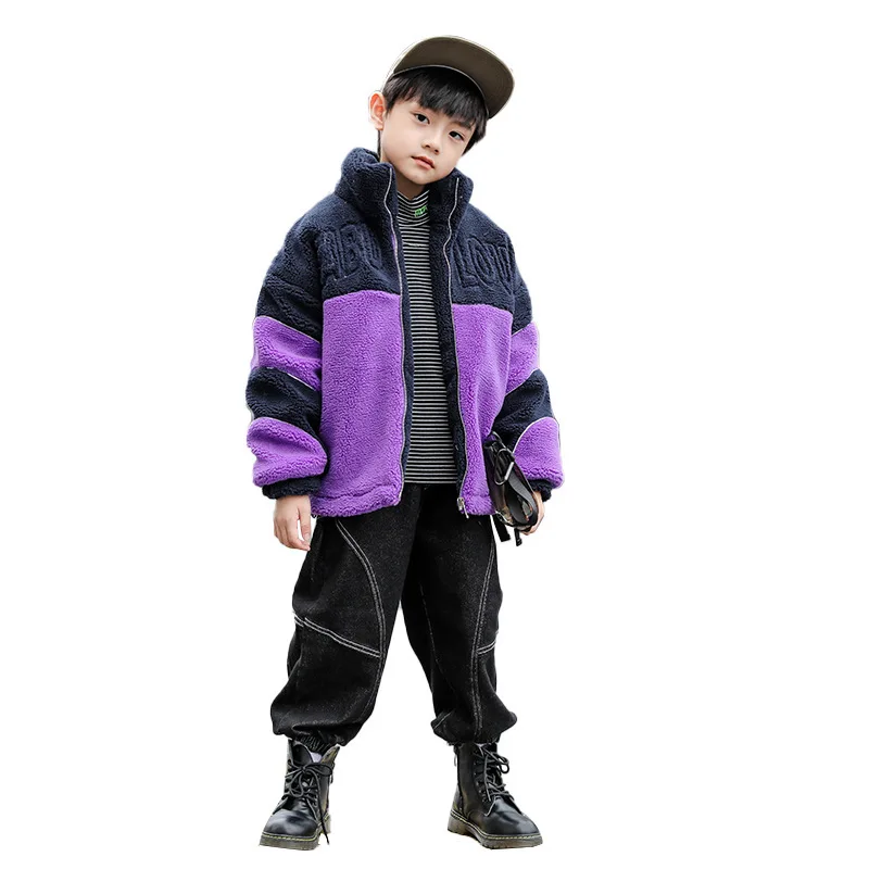 

Boys ' Lamb Wool Coat Fall and Winter Clothes 2020 Winter New Medium and Big Children Fashion Velvet Padded Thick Winter Clothes
