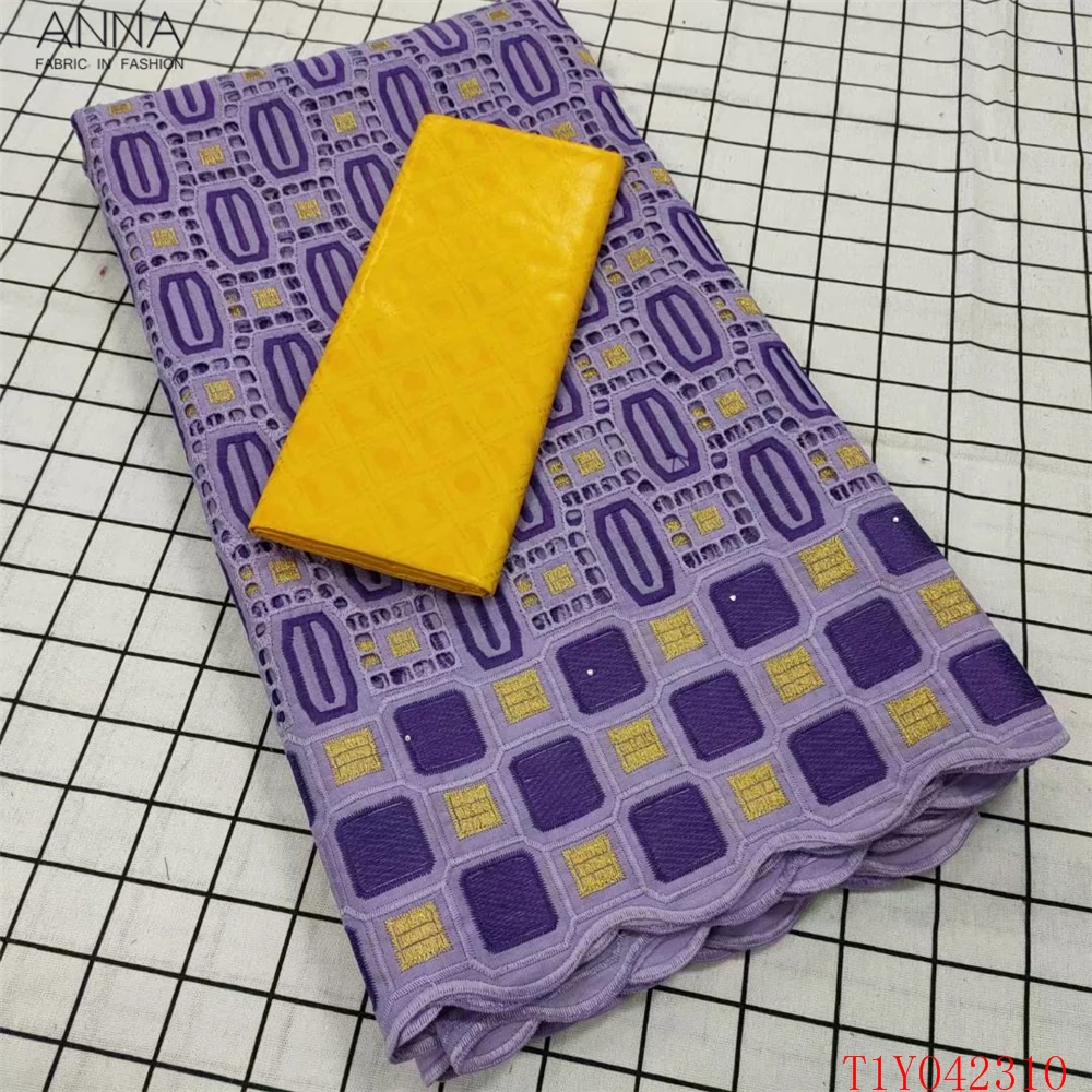 

Anna 100% swiss dry lace fabric with stones 2021 african bazin voile laces soft french tulle nigerian net fabrics 2.5+2.5 yard