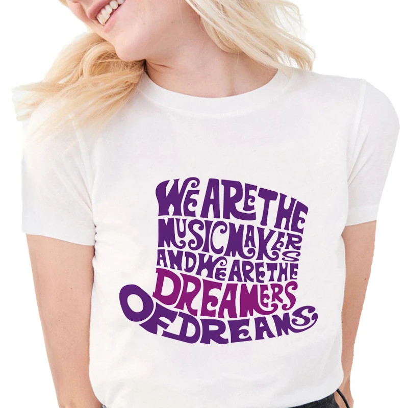 Новые летние женские футболки Willy Wonka с принтом в виде пурпурной шляпы надписью