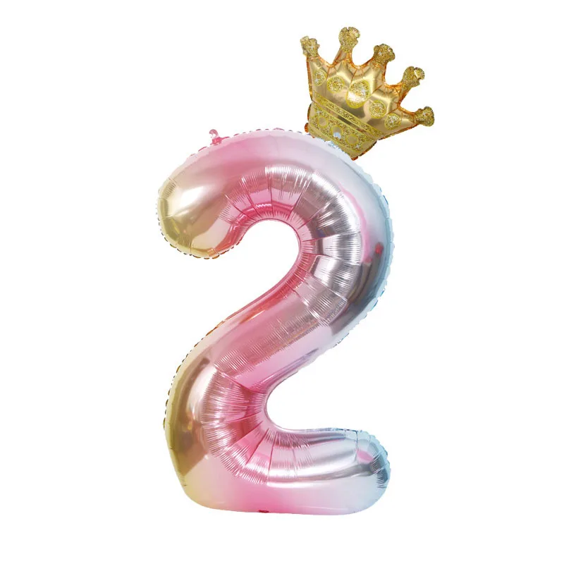 

1 pc 40 inch Gradient Big Number Foil Balloons 0 1 2 3 4 5 6 7 8 9 years Old Baby Happy Birthday Party Decoration Large Balloons