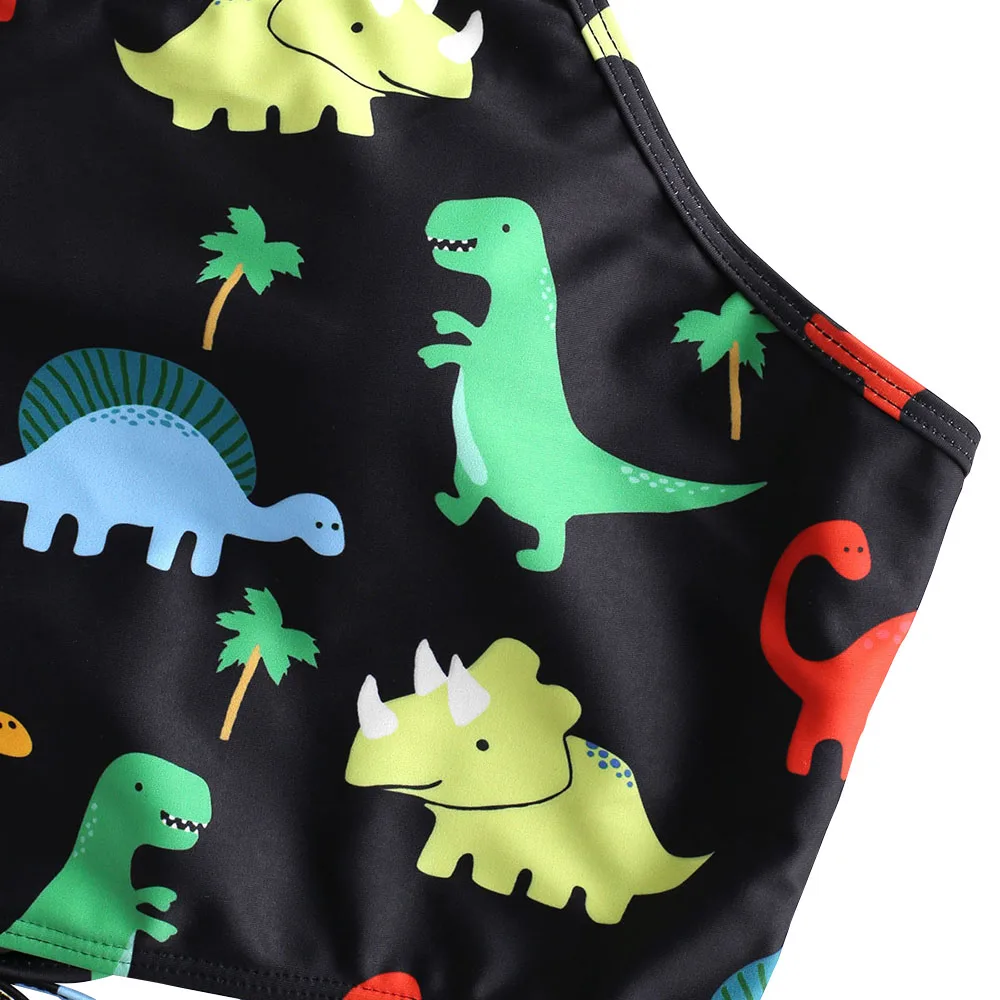ZAFUL Dinosaur Lace Up Tummy Control Tankini Swimsuit Animal Print Padded High Waisted Tankini Sets Mix And Match Ruched Summer