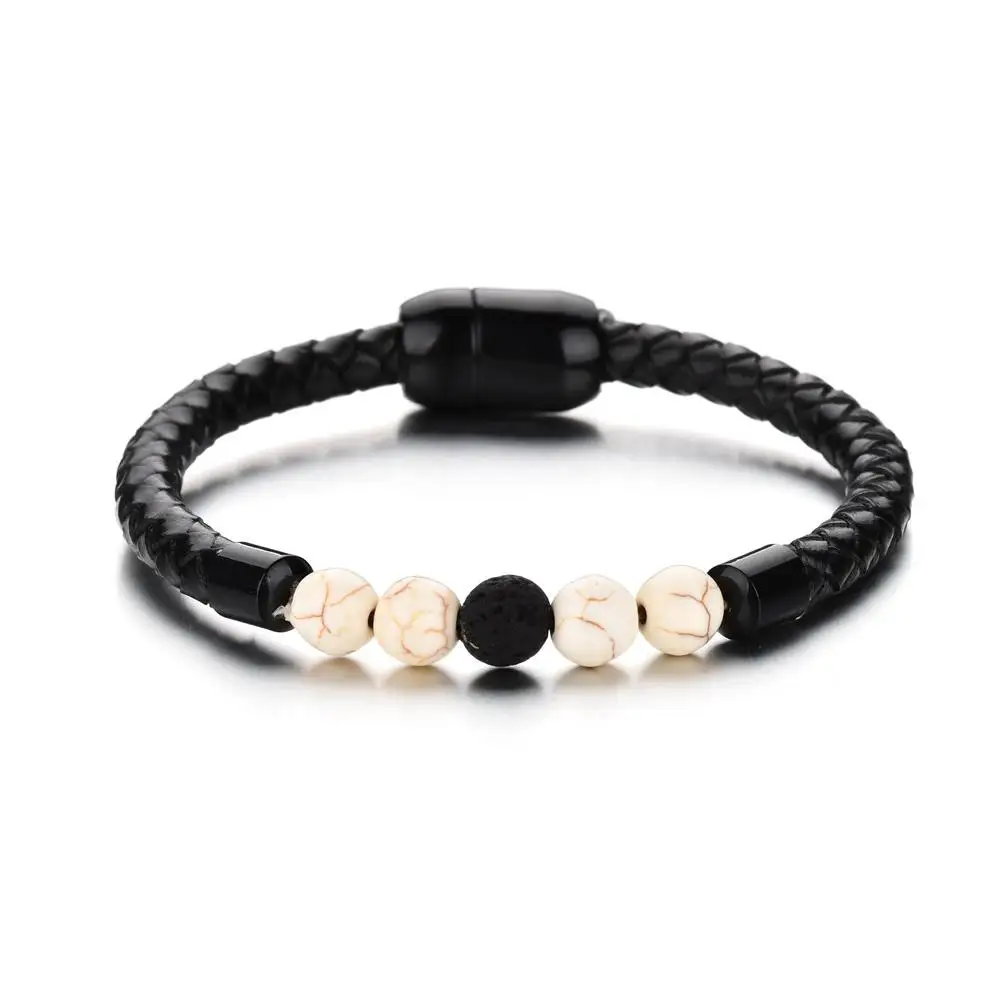 Women Beads Microfiber Leather Volcanic Stone Bracelet Fashion Unisex Jewelry Accessories | Украшения и аксессуары