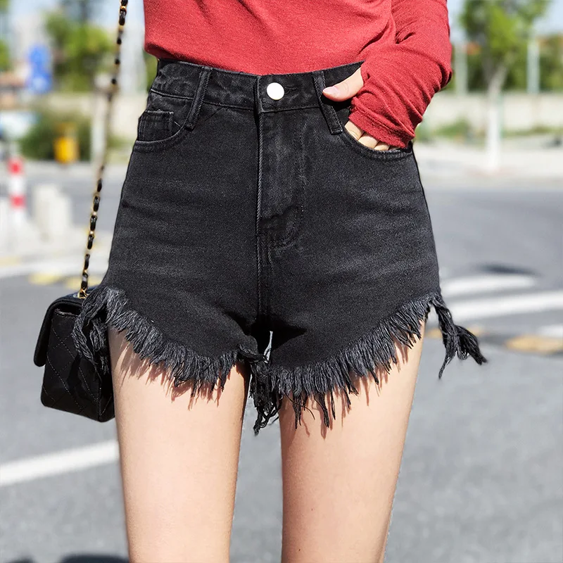 

Women's Jeans High Waist Jeans Breathable Women Clothing Sexy Fringed Fringed Denim Shorts Street Clothes Traf Shorts Y2k Pants
