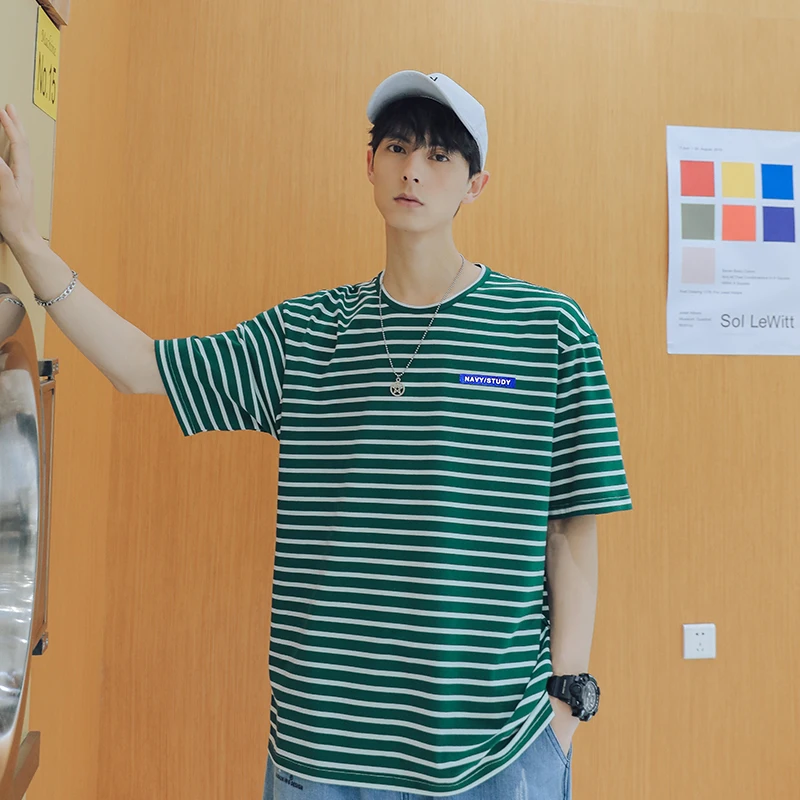 SingleRoad Мужская футболка оверсайз 2020 летняя полосатая хлопковая в стиле хип-хоп