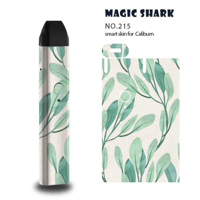 Чехол пленка для Uwell Caliburn с рисунком в виде листьев акулы Бэтмена Дэдпула