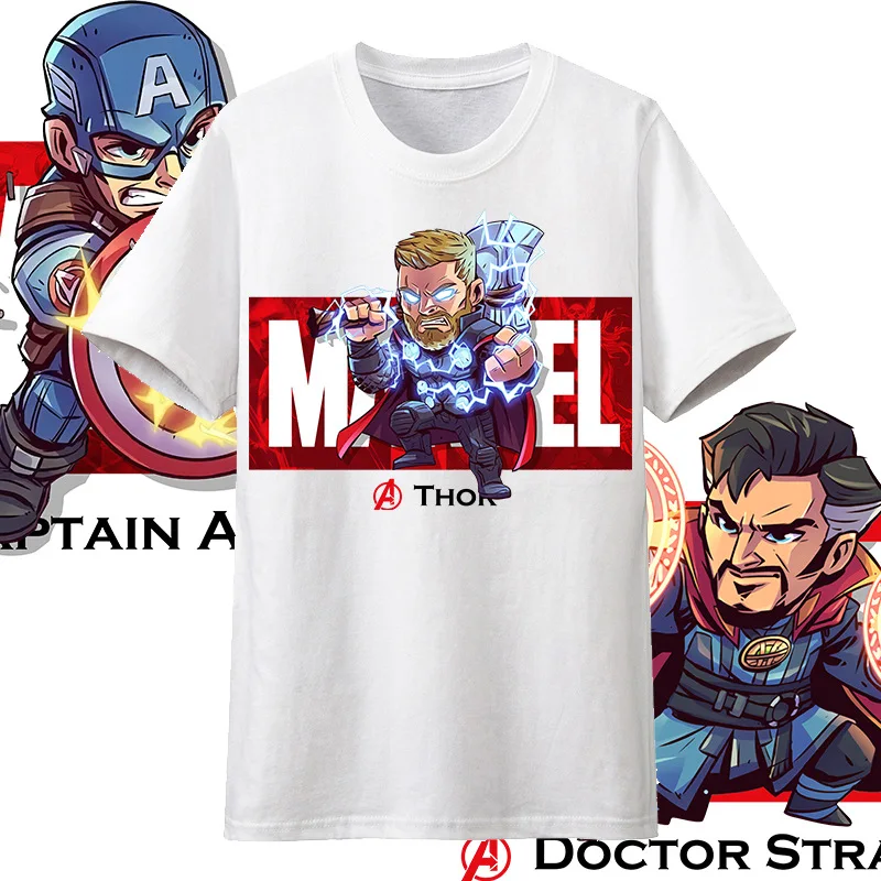 

Marvel The Avengers 10th Anniversary Commemorative Cartoon Spiderman iron Man Printed Graphic T-shirt Cotton O-Neck Tops