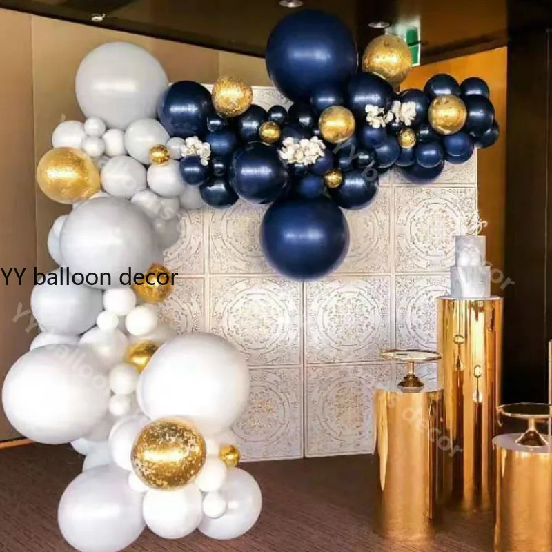 Комплект гирлянды шар арки Золотой/воздушный &quotКонфетти&quot темно синий 148 шт
