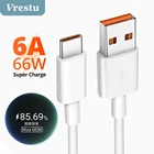 USB-кабели типа C, 66 Вт, для Huawei P50 Pro Mate 40 Pro Honor V40 Tipo C Data Line 6A