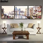 5D алмазная вышивка пейзаж 3 шт. абстрактный город воды здания Diy полный набор алмазная живопись Стразы мозаика