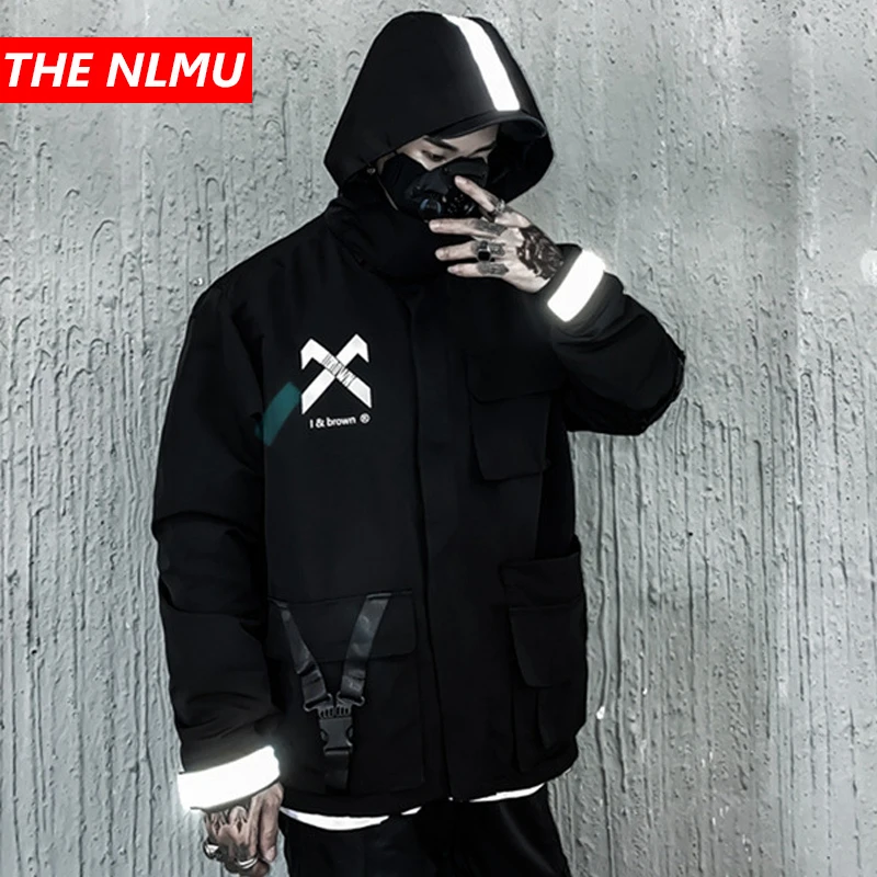 

Reflective Patchwork Cargo Jackets Coat Men Streetwear Multi-pocket Tactical Jacket Harajuku Hoodies Windbreaker Coat WQ271