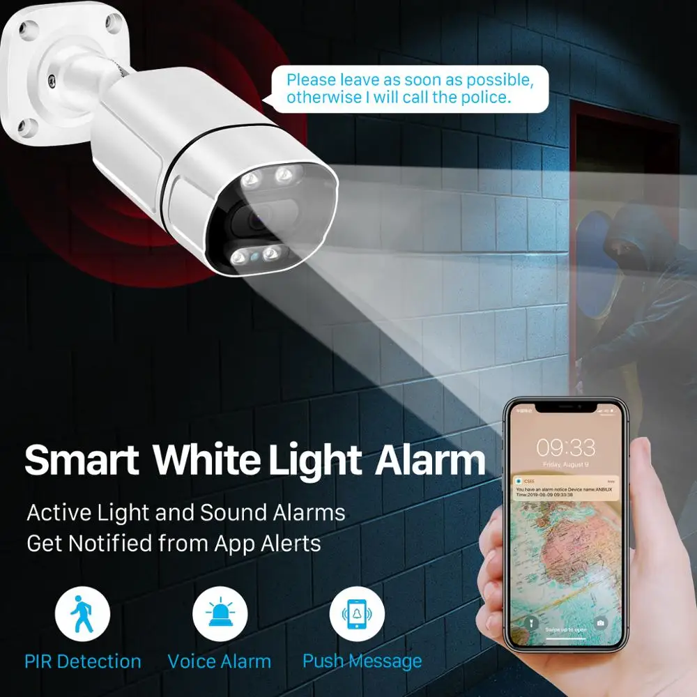 

5MP IP Camera Outdoor 3MP POE Camera Waterproof Two Way Audio IR LEDs White LEDs Web Camera Ai Human Detection Xmeye Remote View