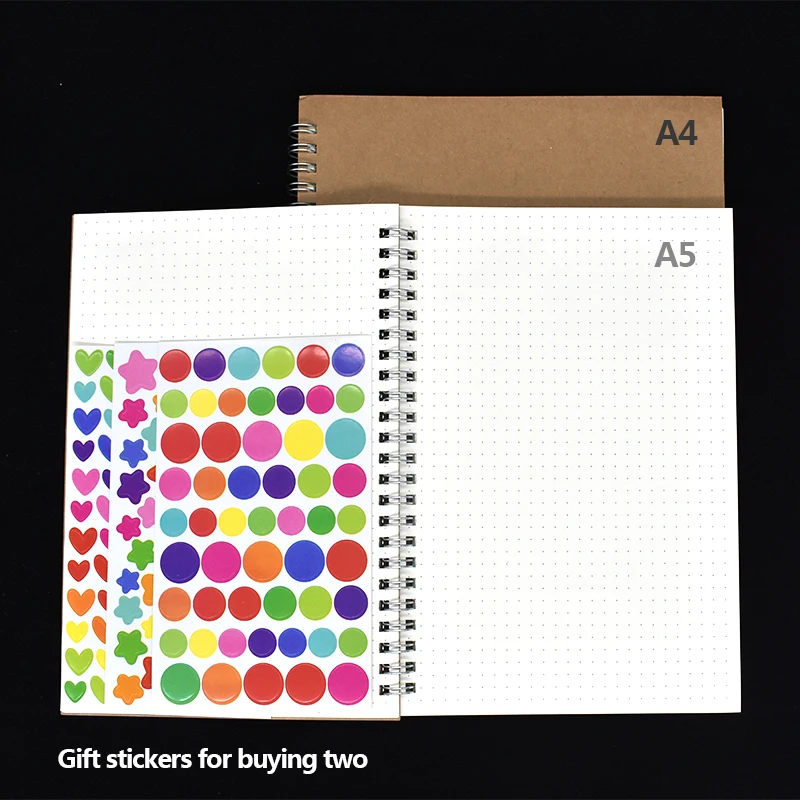 Спиральный дневник в горошек квадрат правило пустая Опциональная крафт бумага