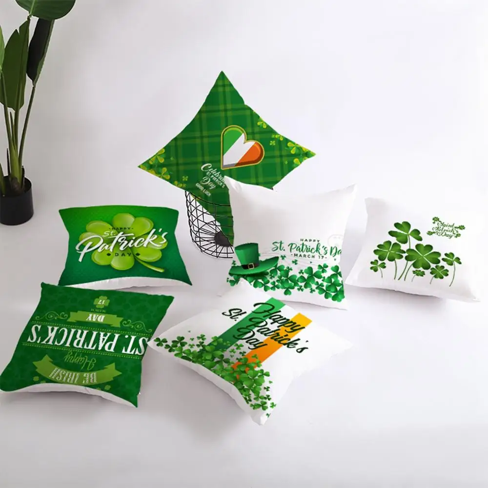 Чехол на подушку PATIMATE украшение День Святого Патрика весенние зеленые листья