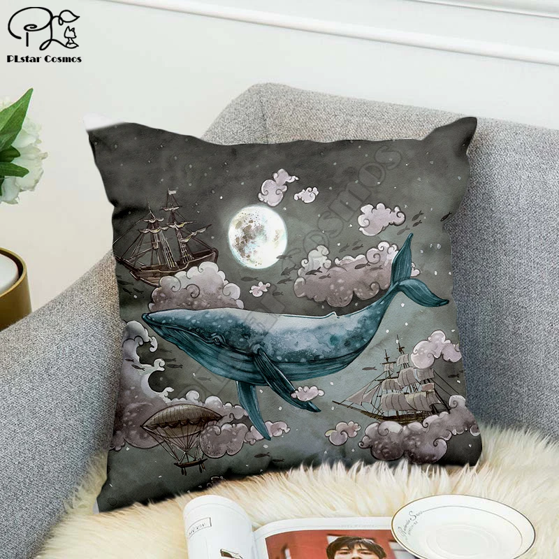 

Funny Blue dream Whale 3d printed Pillow Case Polyester Decorative Pillowcases Throw Pillow Cover