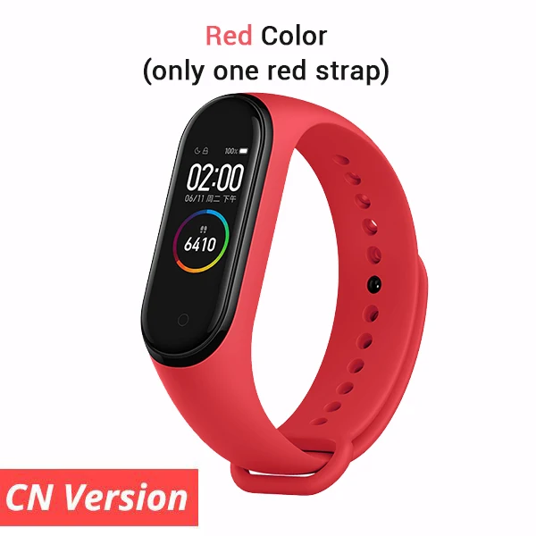 CN Red Color Xiaomi mi Band 4 умный браслет 3 цвета AMOLED экран mi band 4 Smartband фитнес-тренажер Bluetooth спортивный водонепроницаемый смарт-браслет - Цвет: CN Red Color