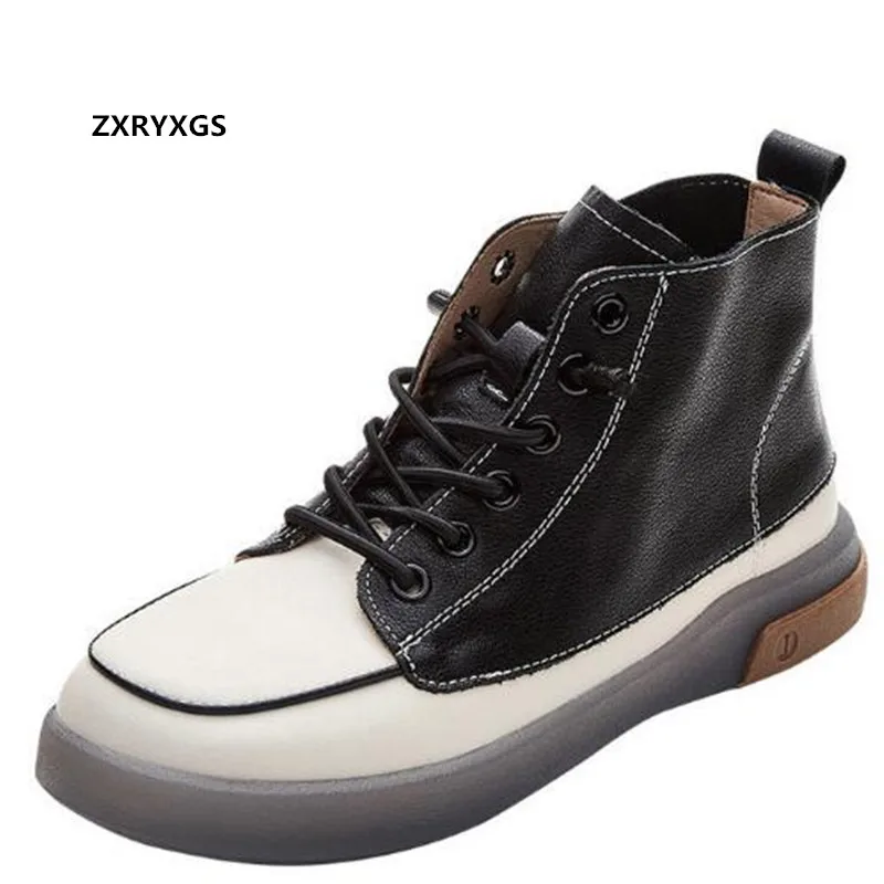 Женские ботинки из мягкой воловьей кожи одноцветные кроссовки Модные