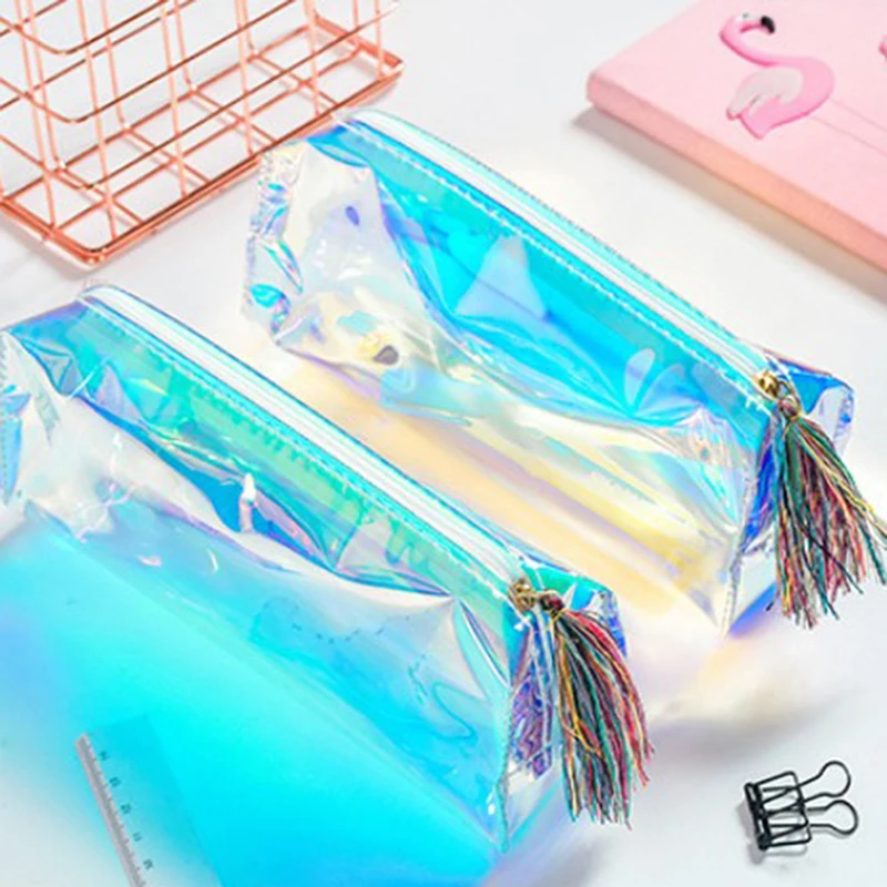 1 шт. прозрачная голографическая лазерная сумка косметичка чехол для карандаша