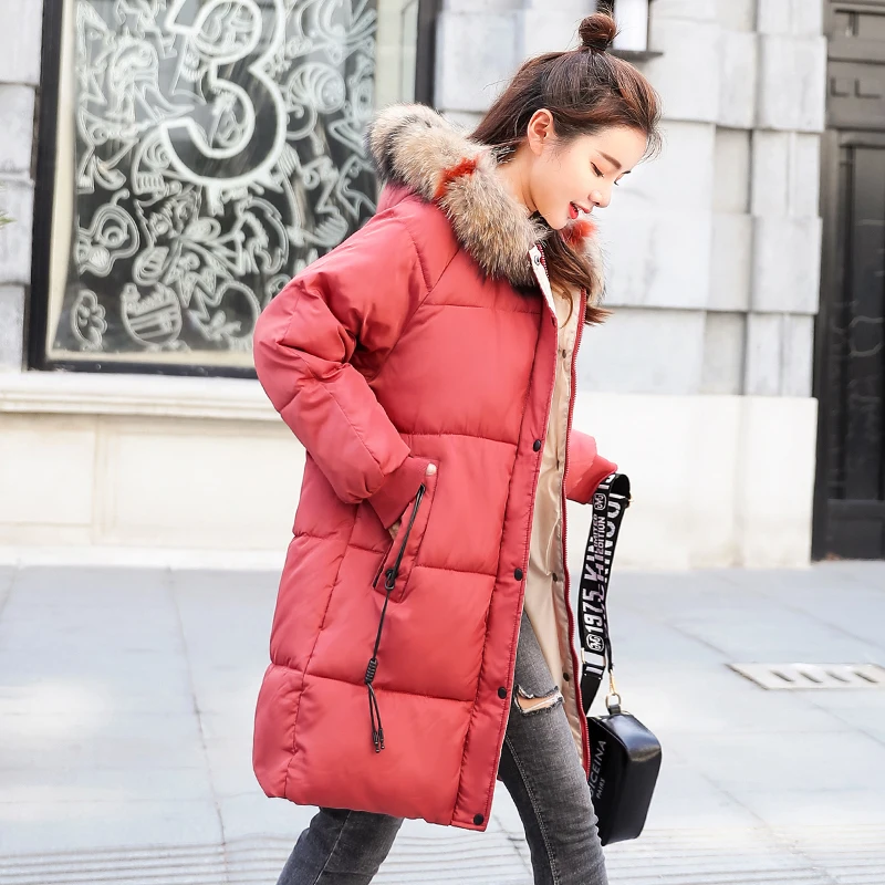 

Nicesnowl Winter Hooded Long Sleeve Solid Color Cotton-padded new design Warm Loose Long Puffer Jacket 2020 Women parkas Coat